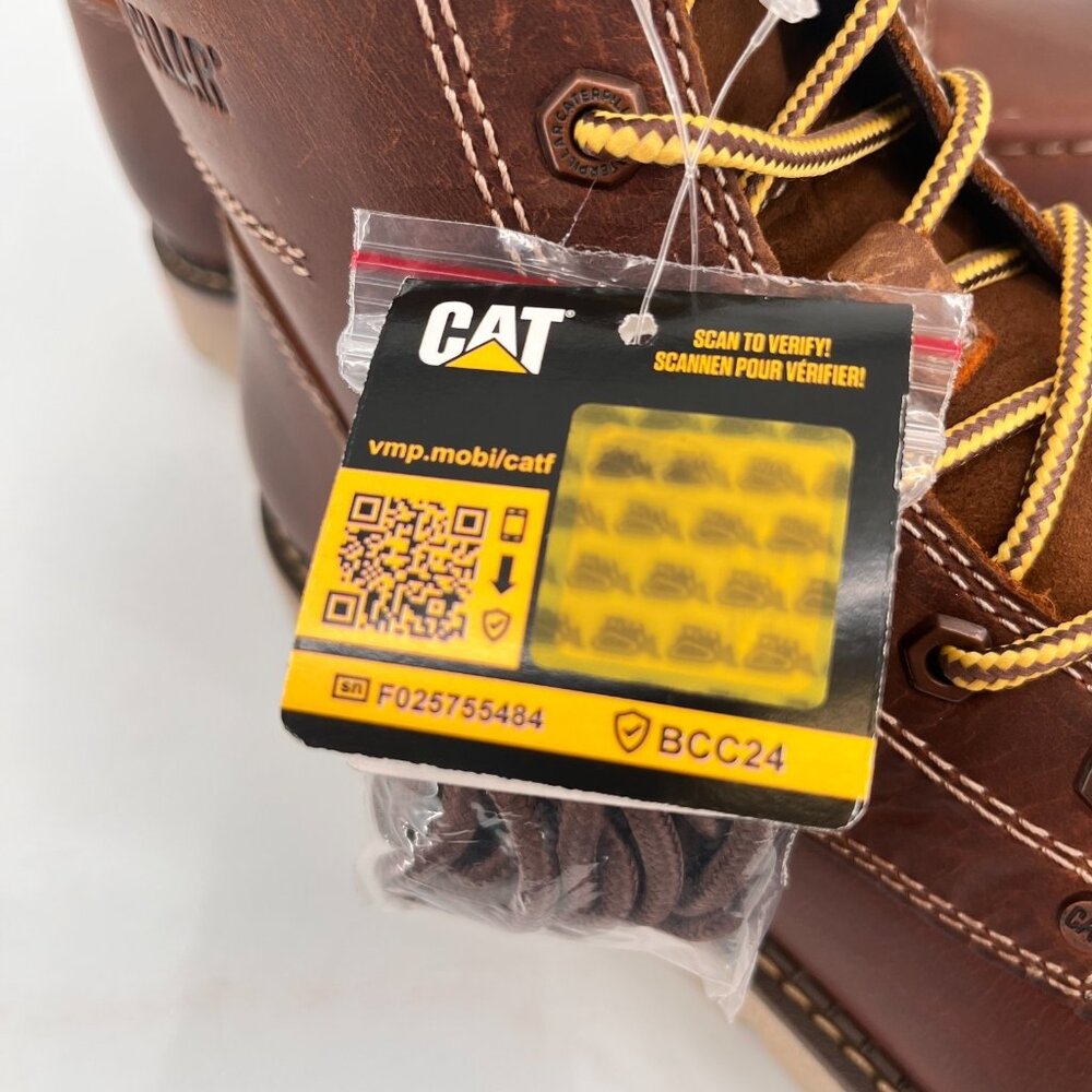 CAT Mens Covert Round Toe Lace up Boots Brown Size 11.5M New In Box - Picture 11 of 16
